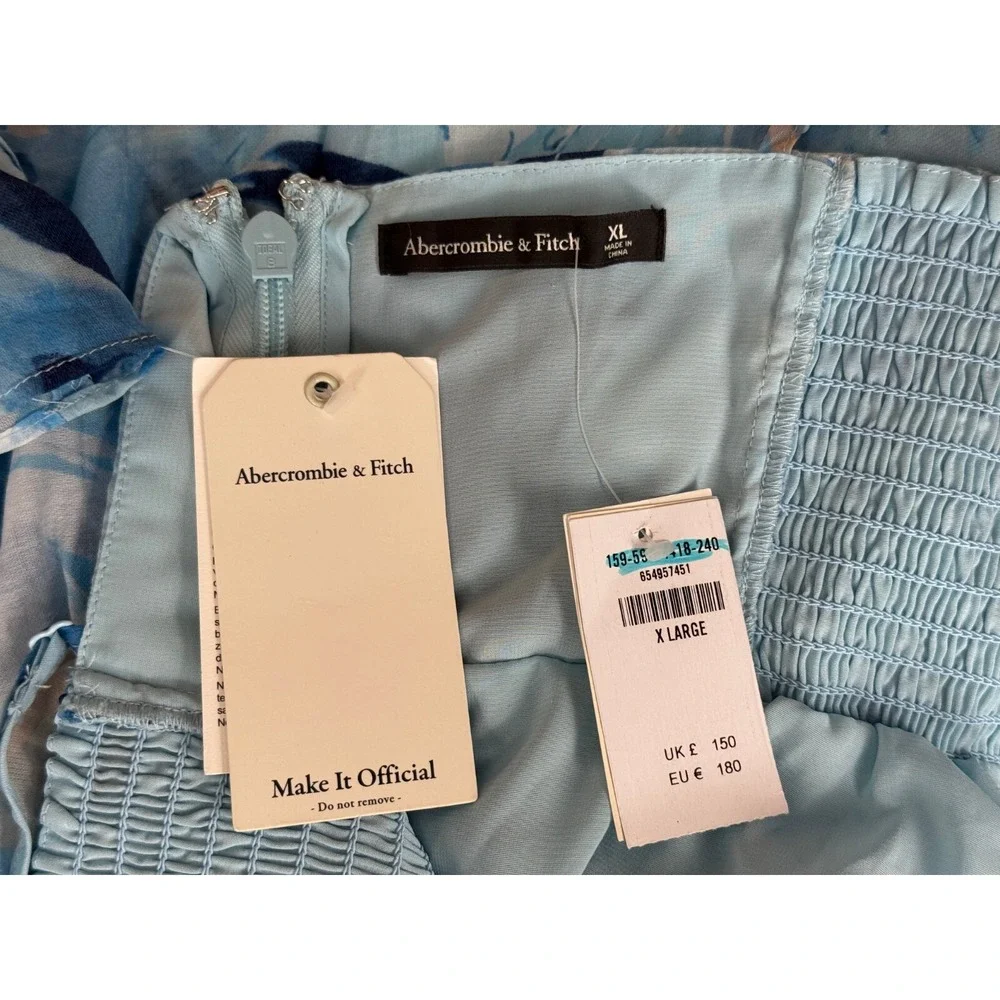 Abercrombie & Fitch‎ Tiered Ruched Babydoll Maxi Dress Women XL NWT $200 Lined
